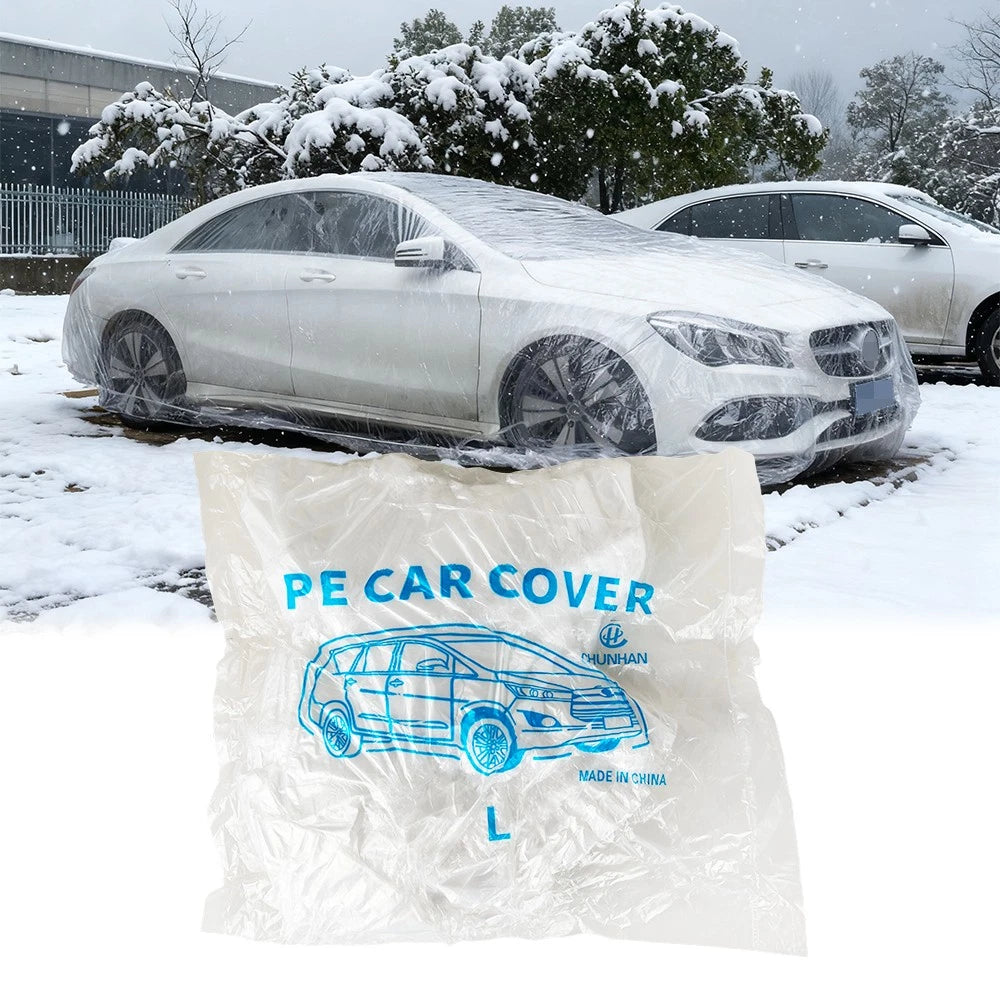 5 Pack Clear Plastic Disposable Car Cover for Universal Use (Rain Dust Garage)