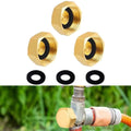 Set of 3 Brass Pipe Caps for Hexagonal Threaded Fittings with Rubber Gasket