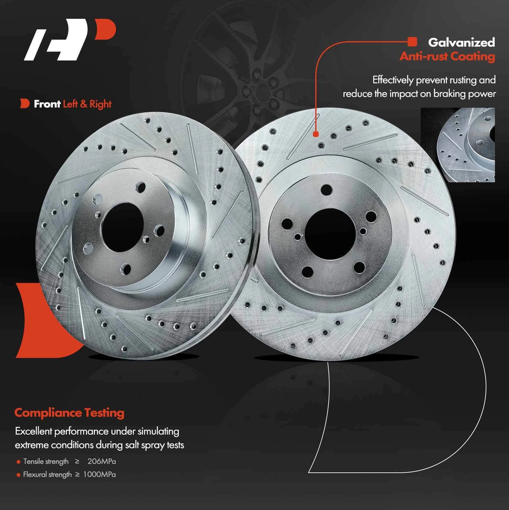 Front Drilled Brake Rotors & Ceramic Pads for Subaru Outback (2001-2002)