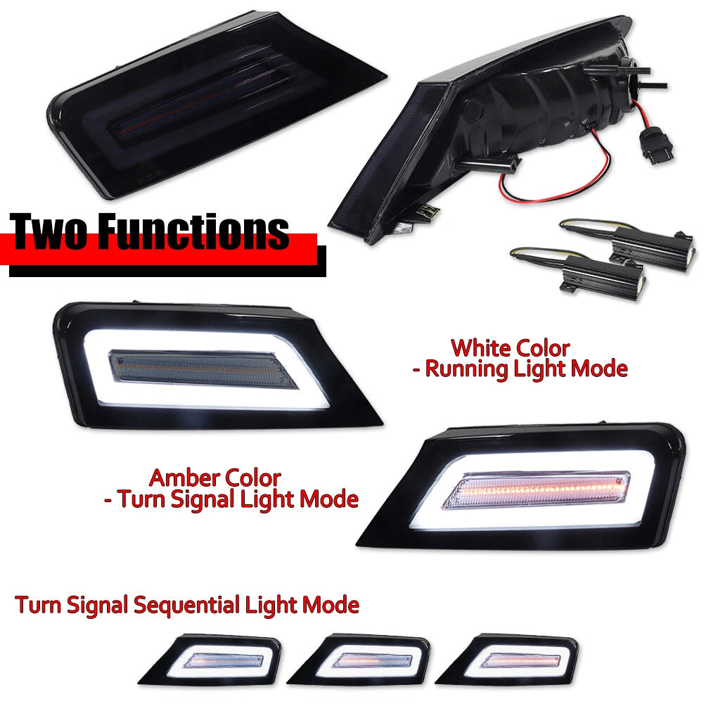 Smoke Lens Front Corner Dynamic Amber LED Signal Lamp for Jeep Liberty (2008–2012)
