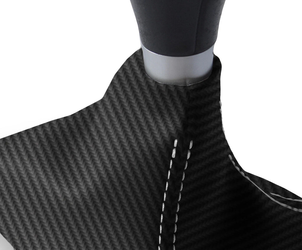 Manual Shift Boot Cover for Toyota Celica (2000–2005) Carbon Fiber White Stitch