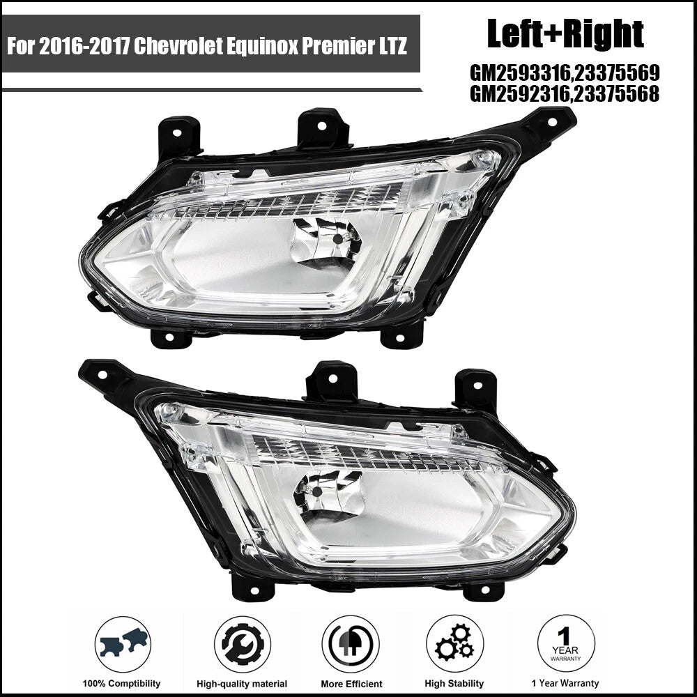 Pair Fog Lamps for Chevrolet Equinox (2016–2017) Halogen