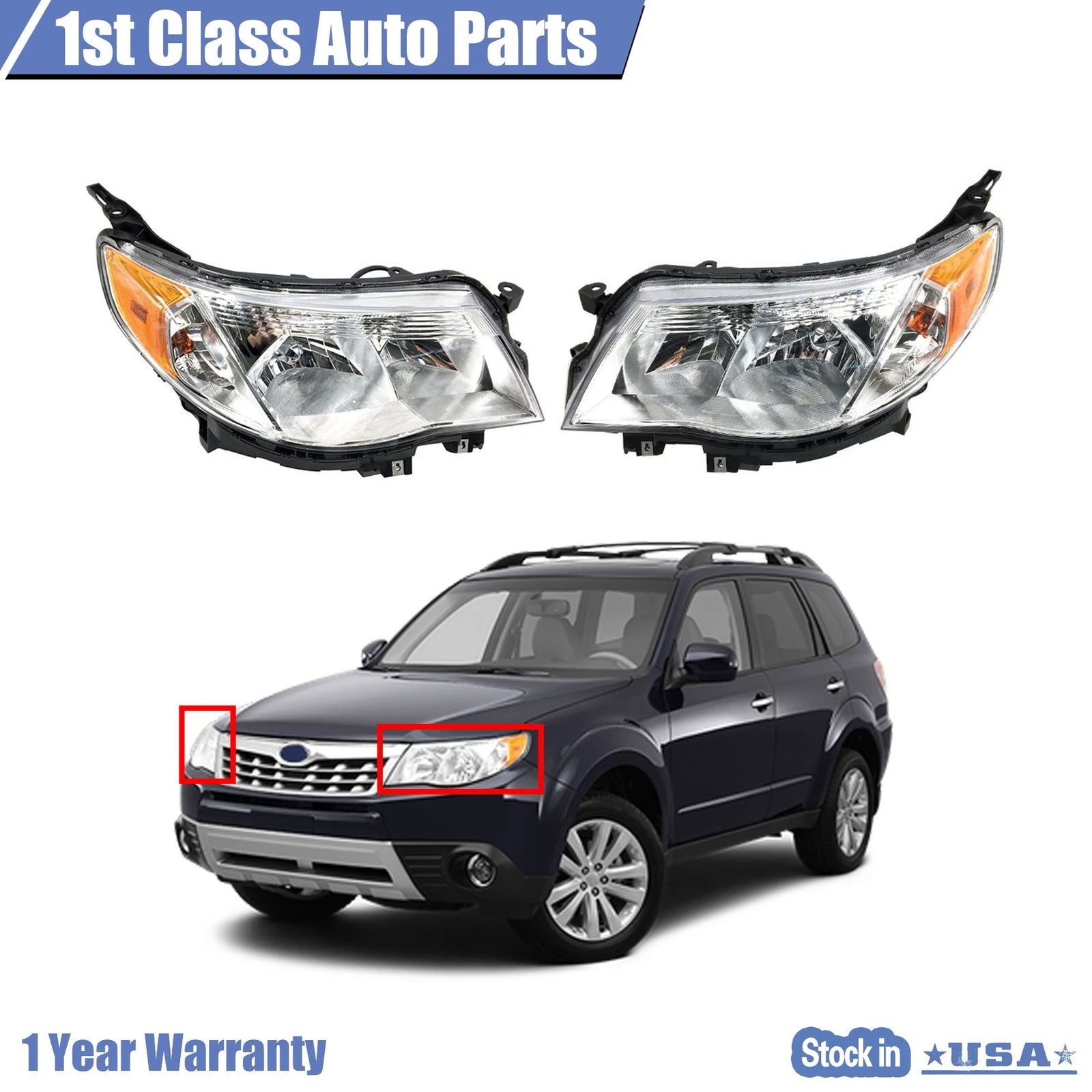 Set of 2 Headlamps for Subaru Forester (2009–2013)
