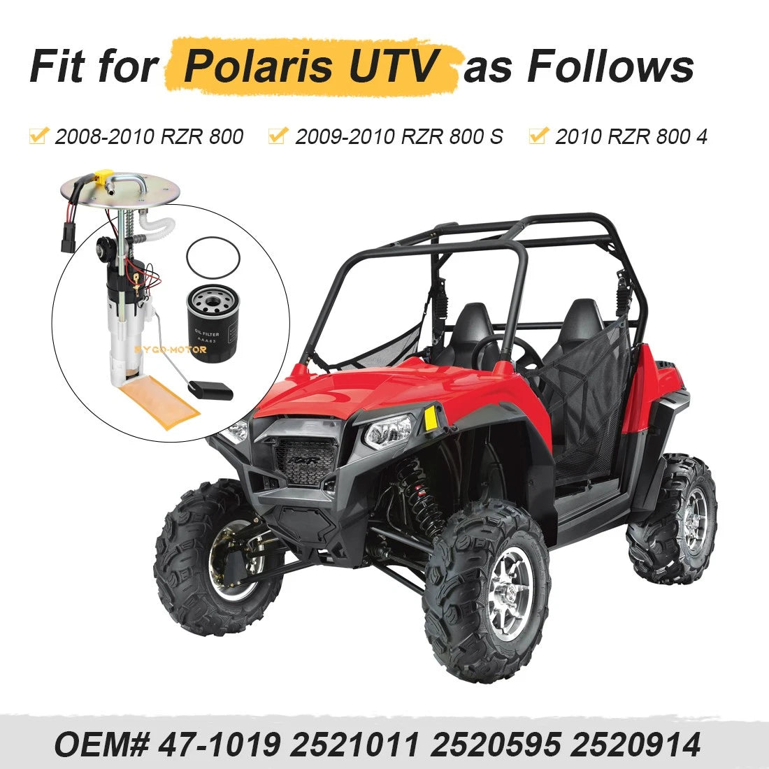 Fuel Pump Assembly for Polaris RZR 800 S 4x4 (2008–2010) 47-1019