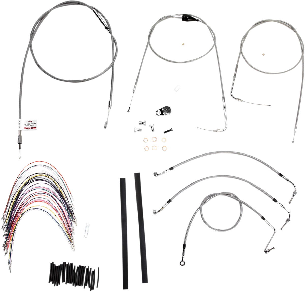 Complete Stainless Braided Handlebar Cable/Brake Line Kit for Harley (14")