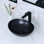 Ceramic Black Oval Vessel Sink with Pop Up Drain (15.7" x 13")