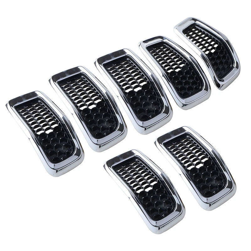 7x Chrome Front Bumper Grille Insert Honeycomb Mesh for Jeep Cherokee (2014–2018)