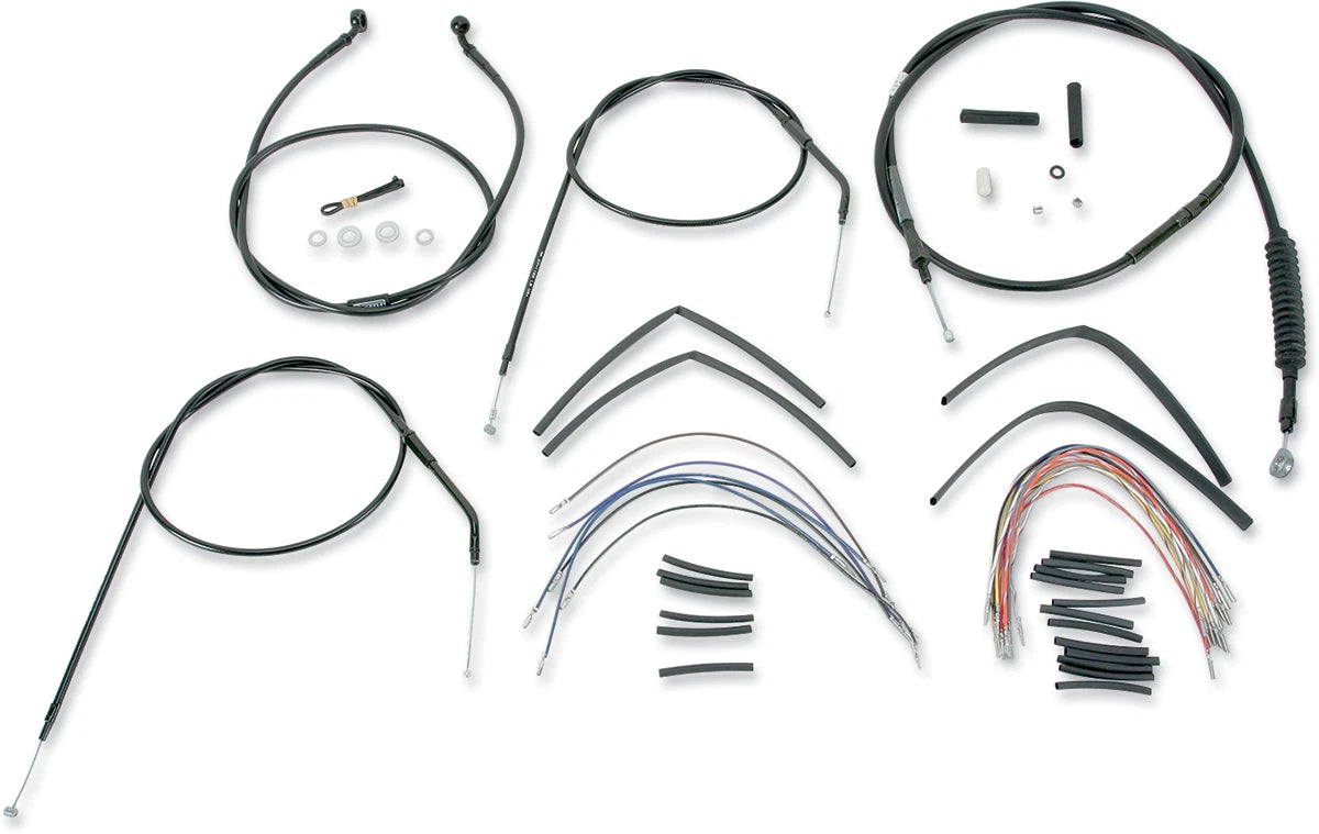 Complete Black Vinyl Handlebar Cable/Line Kit for Ape Hangers (16")