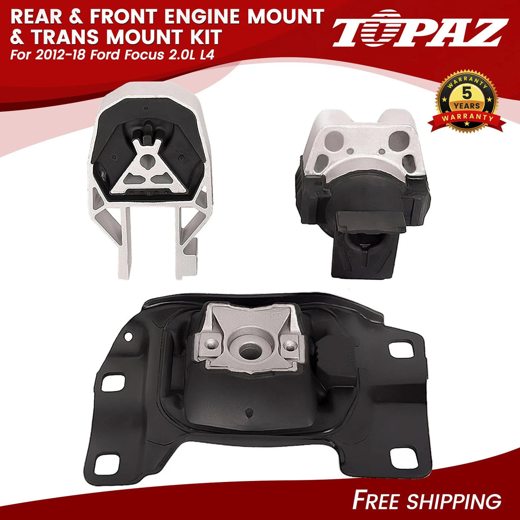 3Pcs Engine Motor & Transmission Mount Kit for Ford Focus (2012–2018)
