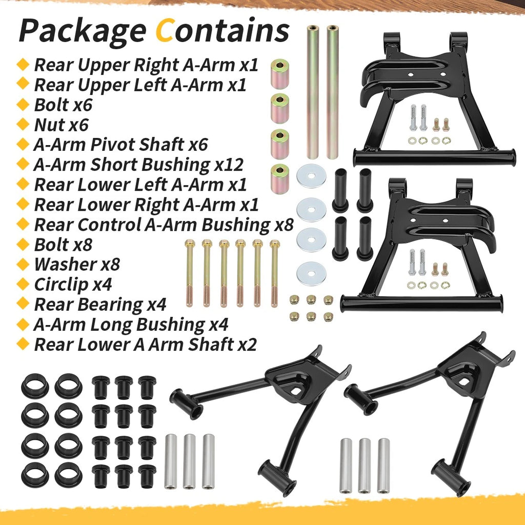 Rear Upper & Lower A-Arm Kit for Polaris Sportsman 400 450 500 600 700 800 (2000–2014)