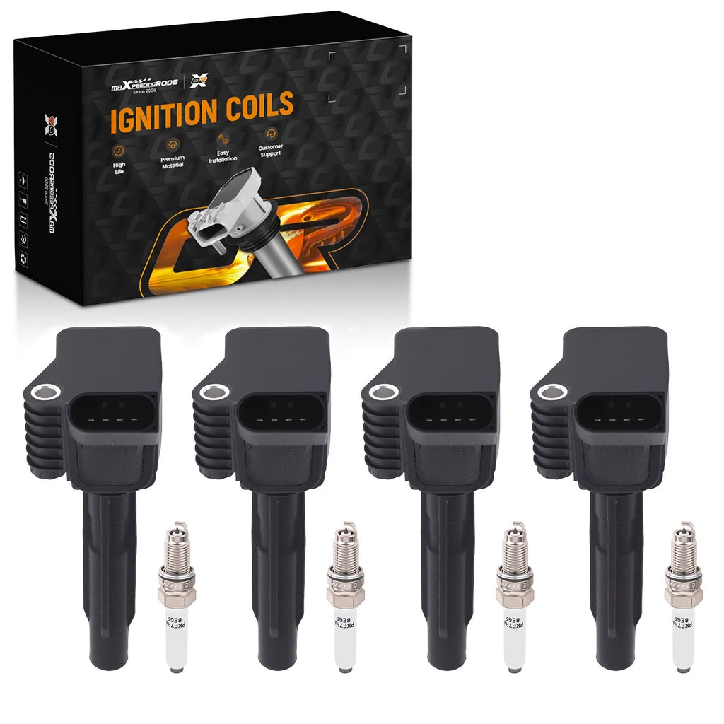 Set of 4 Ignition Coils and Spark Plugs for Audi A3 Sportback e-tron (2016–2018)
