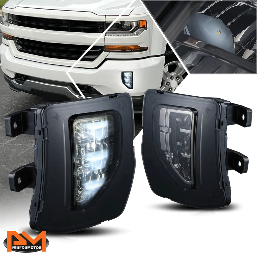Full LED Smoked Lens Bumper Fog Lights for Chevy Silverado 1500 (2016–2019)