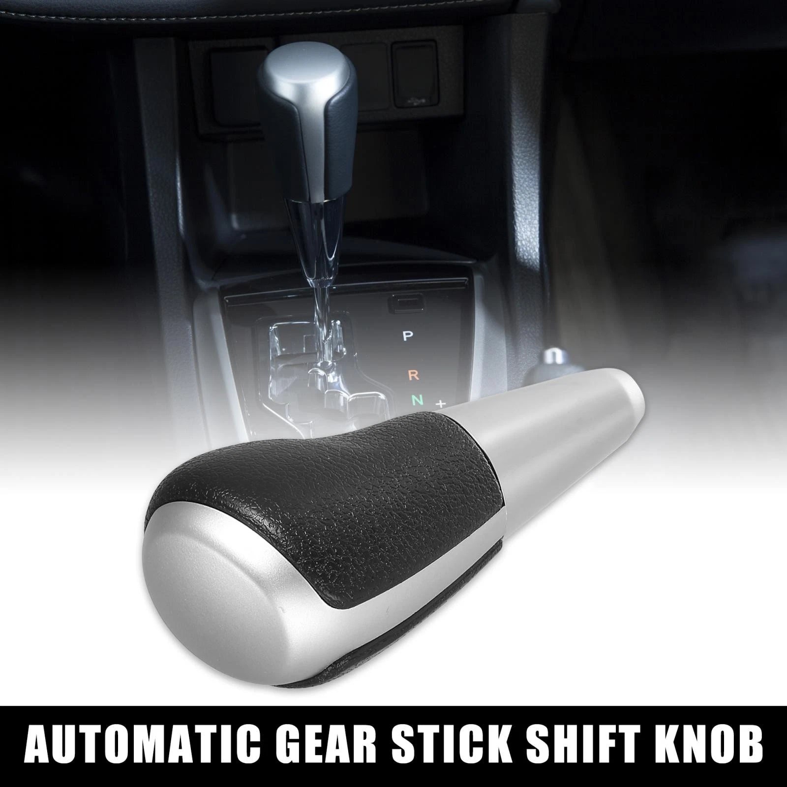 Shift Knob for Toyota 4Runner (2010–2023) Black Faux Leather Silver Tone