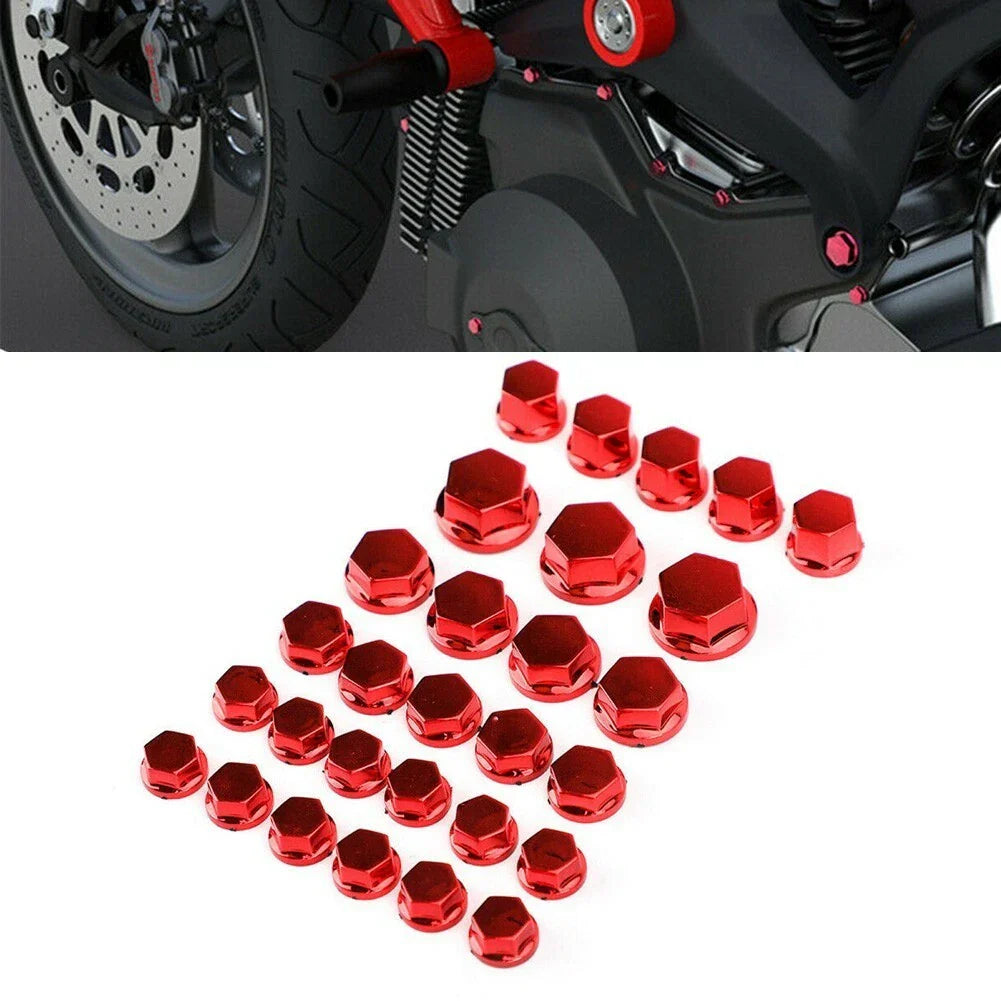 30X SET Hex Socket Bolt Screw Nut Head Cover Cap for Motorcycle Moped Scooter