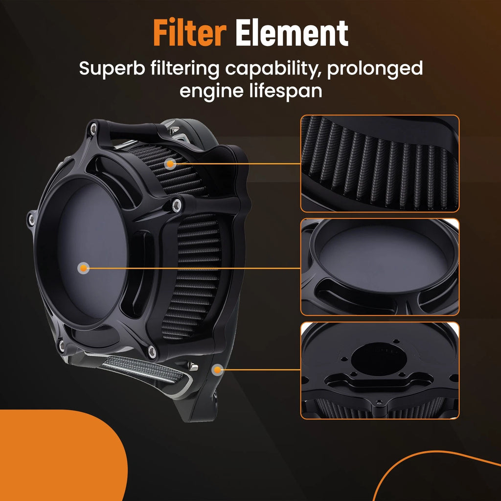 Black Air Cleaner Kit for Harley Touring & Dyna & Softail (2000–2007)