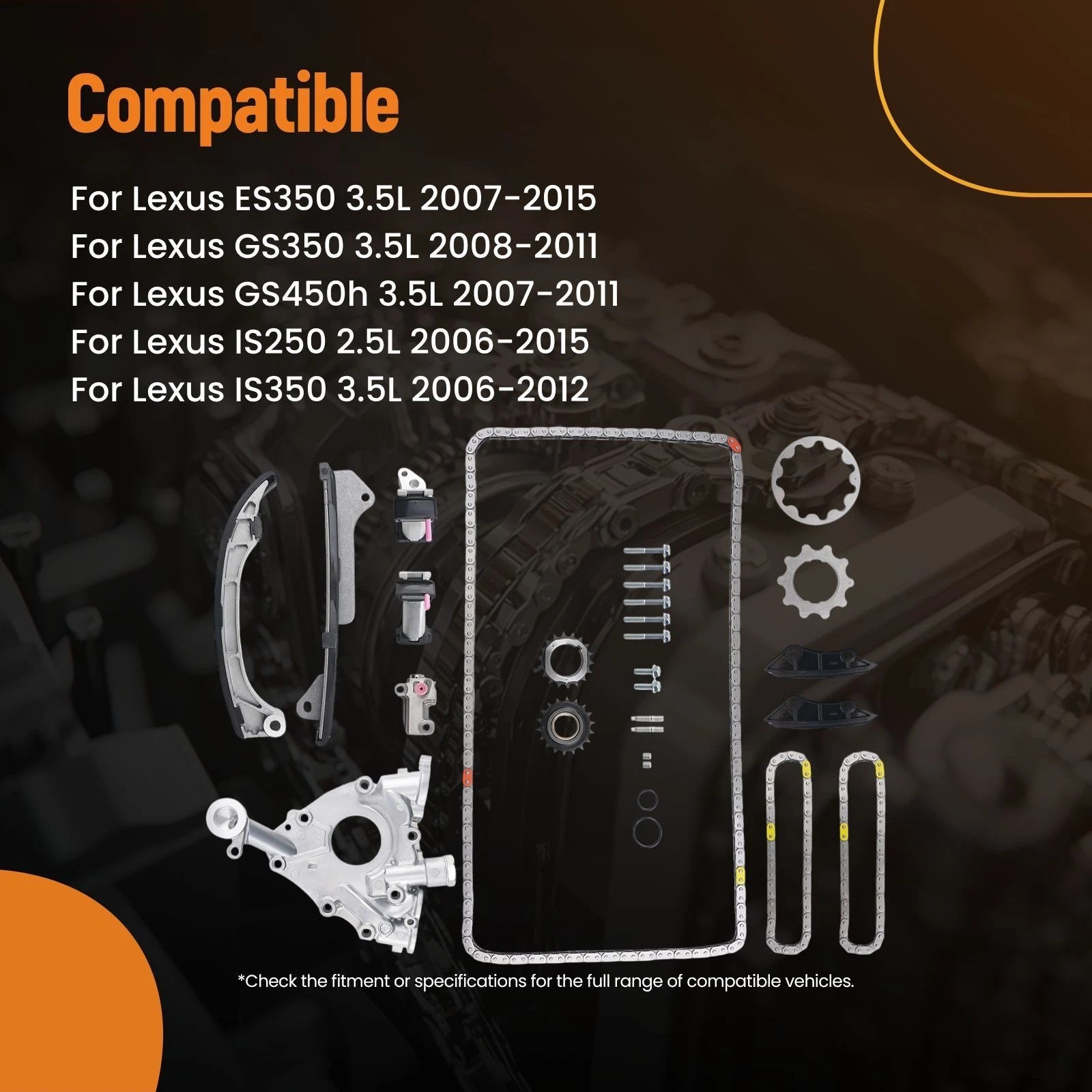 Timing Chain Kit for Lexus GS450h 3.5L (2007–2011) EP490 15103-0P010 Steel
