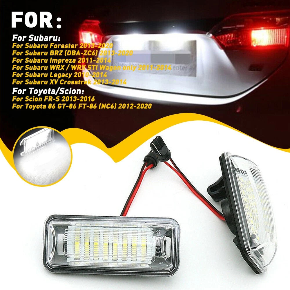 LED License Plate Lights for Subaru Forester Impreza WRX STI XV Crosstrek Legacy (2010–2023)