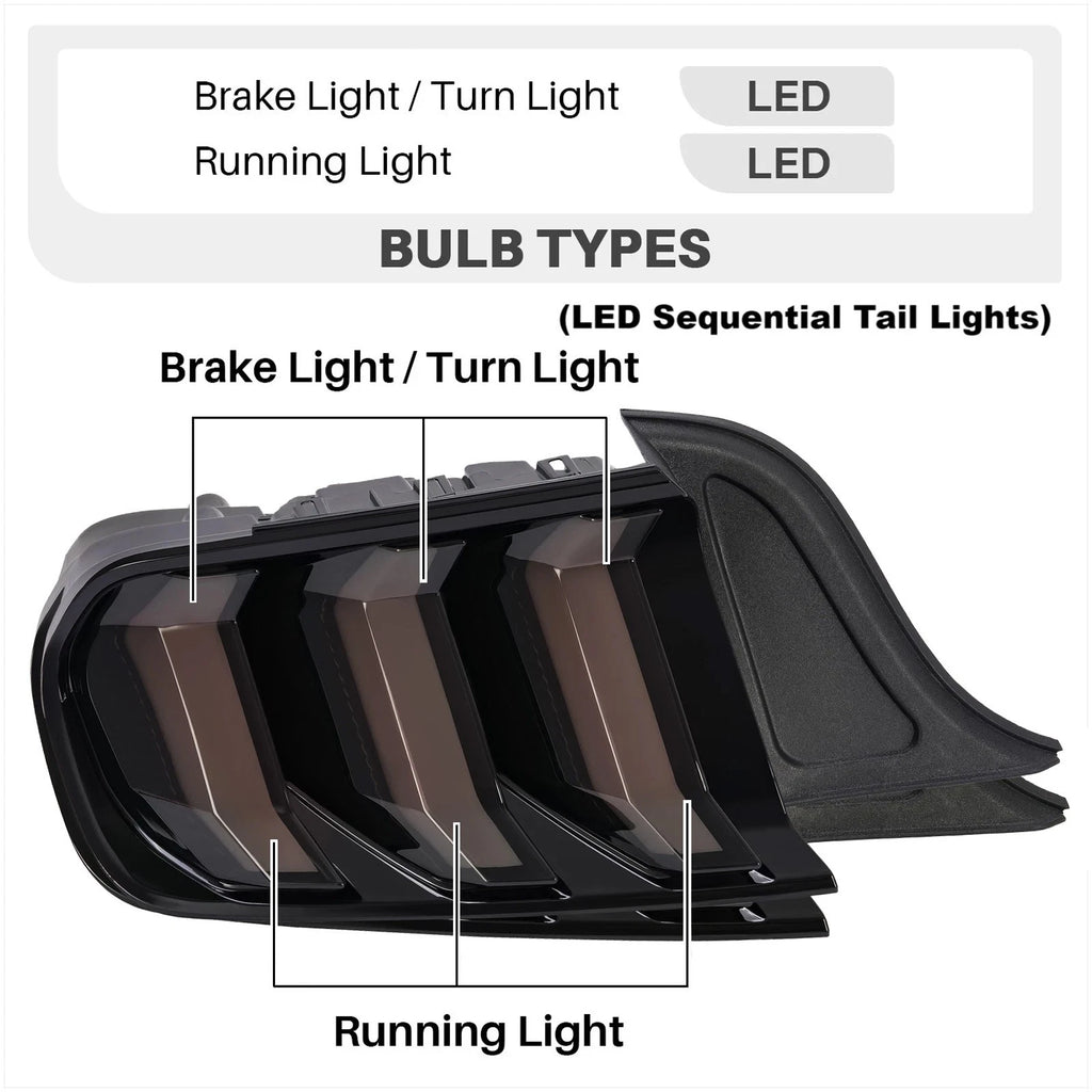 Full LED Sequential Tail Lights for Ford Mustang (2015-2023)