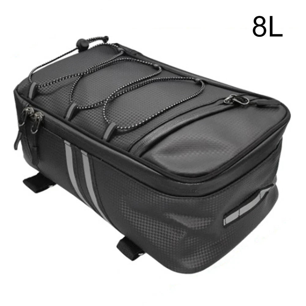 8L Tail Bag for Motorcycle PU Leather Waterproof Large Capacity Storage Bag