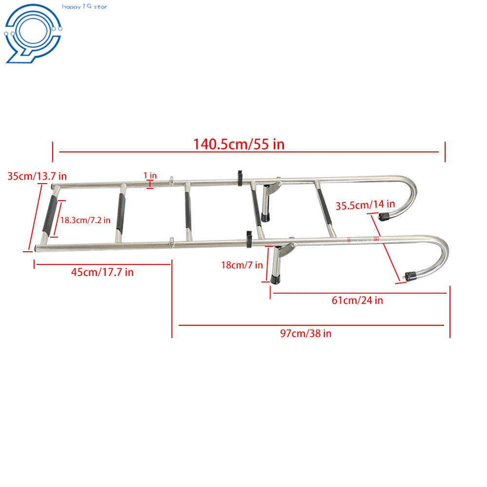 2 Step Stainless Steel Folding Ladder for Boats (400 lb Limit)