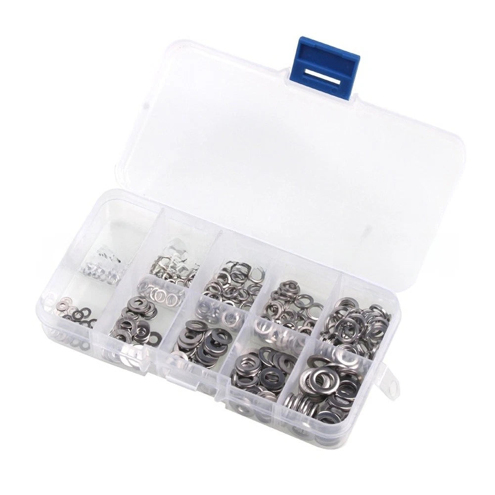 300PCS Flat & Spring Washer Assortment 304 Stainless Steel for M2 M3 M5 M6