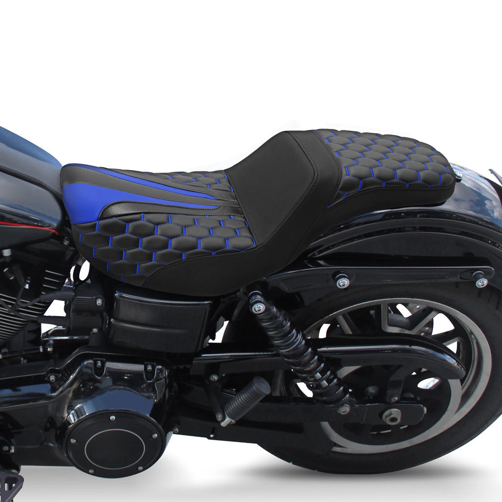 Black Driver Passenger Seat for Harley Dyna Super Glide Wide Glide (2006–2017)