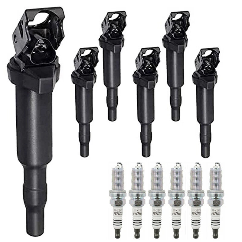 6X Ignition Coils + 6X Spark Plugs for BMW 3 5 Series X3 X5 Z4 (2000–2023)