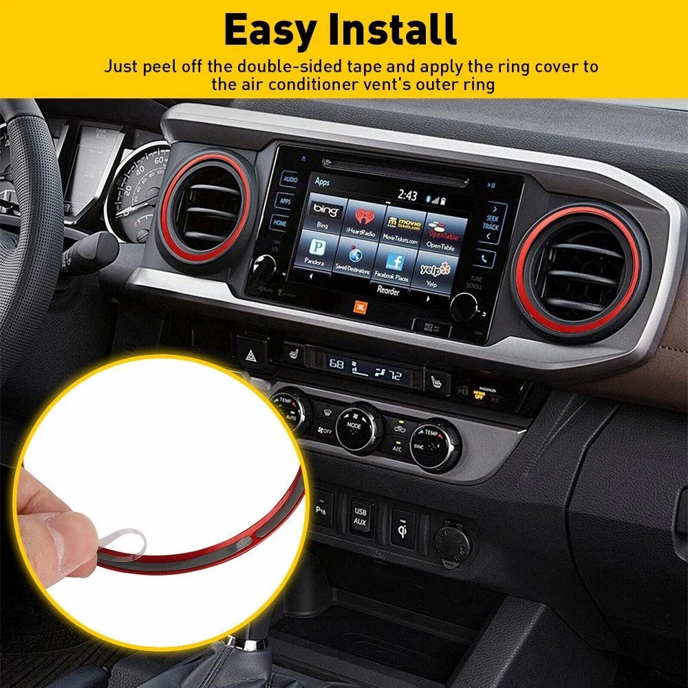 Set of 2 Red A/C Vent Ring Trim Covers for Toyota Tacoma (2016–2022) EPY