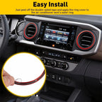 Set of 2 Red A/C Vent Ring Trim Covers for Toyota Tacoma (2016–2022) EPY