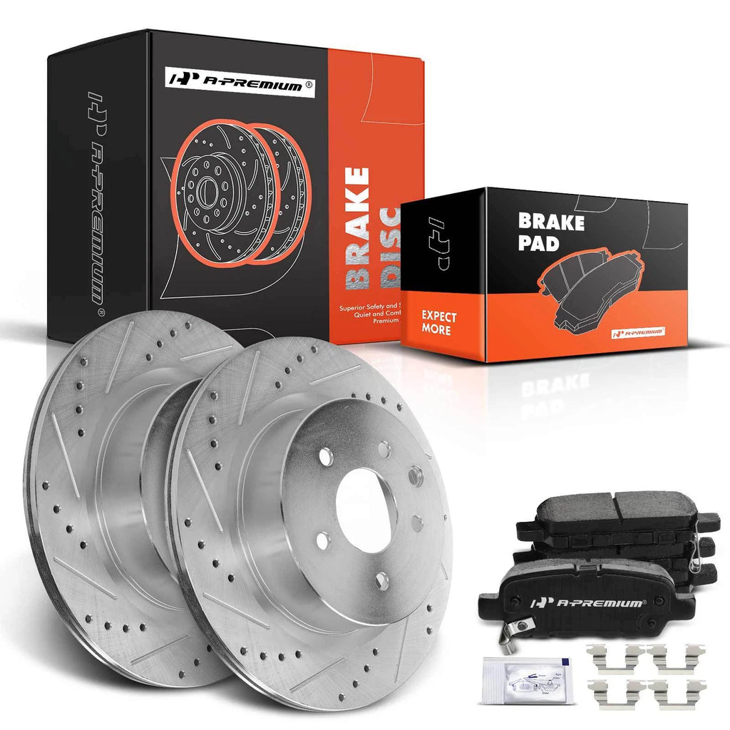 Rear Drilled Brake Rotors & Ceramic Pads for Nissan Maxima (2000–2003)