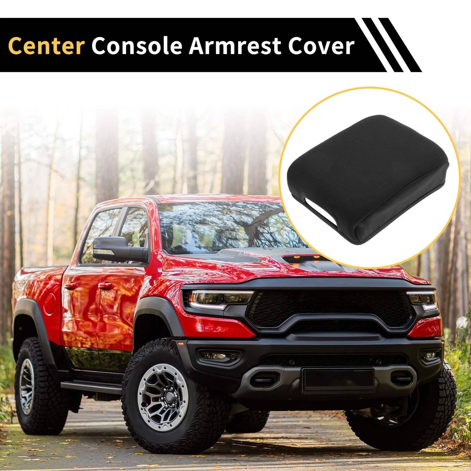 Armrest Cover for Toyota Tacoma (2016–2023) Microfiber Leather Black