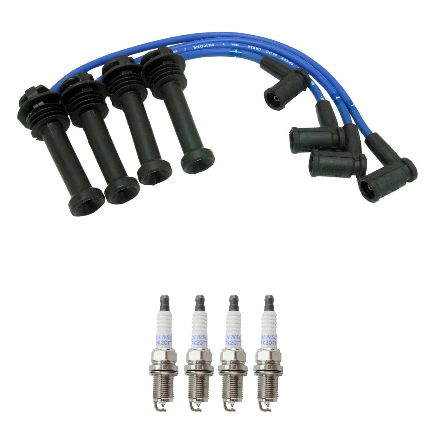 NGK 8mm Wire Set & Denso Platinum Spark Plug Kit for Tribute (2001–2008)