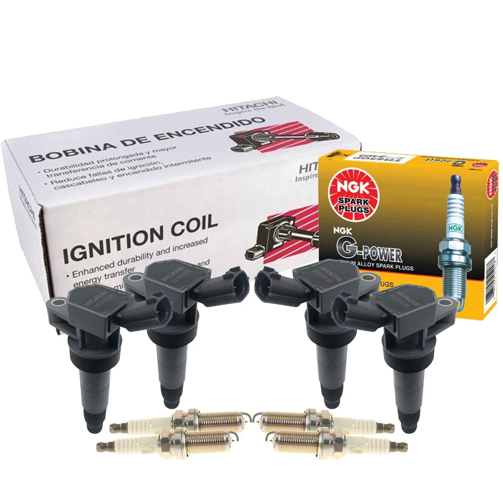 Set of 4 Ignition Coils & 4 G-Power Spark Plugs for Hyundai Kia L4