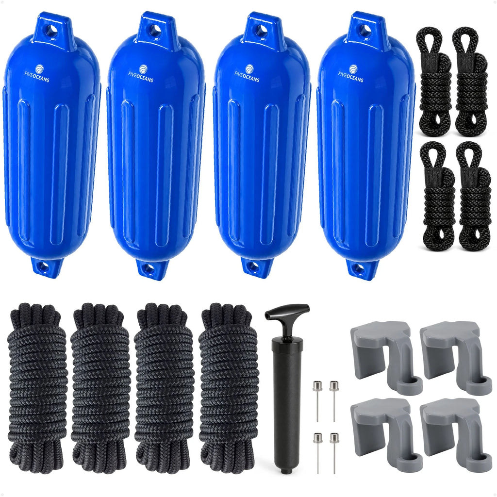 Set of 4 Boat Fenders for (6.5"x23", Blue)