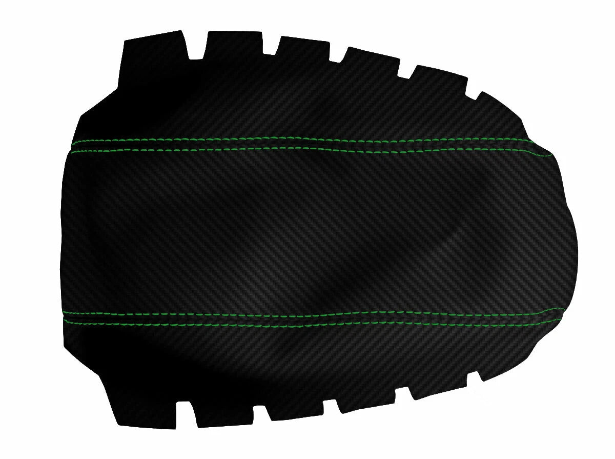 Console Lid Armrest Cover for Honda Accord (1998–2002) Carbon Fiber Green Stitch