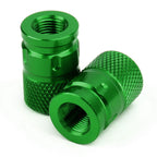 2pcs CNC Green Anti-Theft Tire Valve Stem Caps for Car Truck Bike Motorcycle