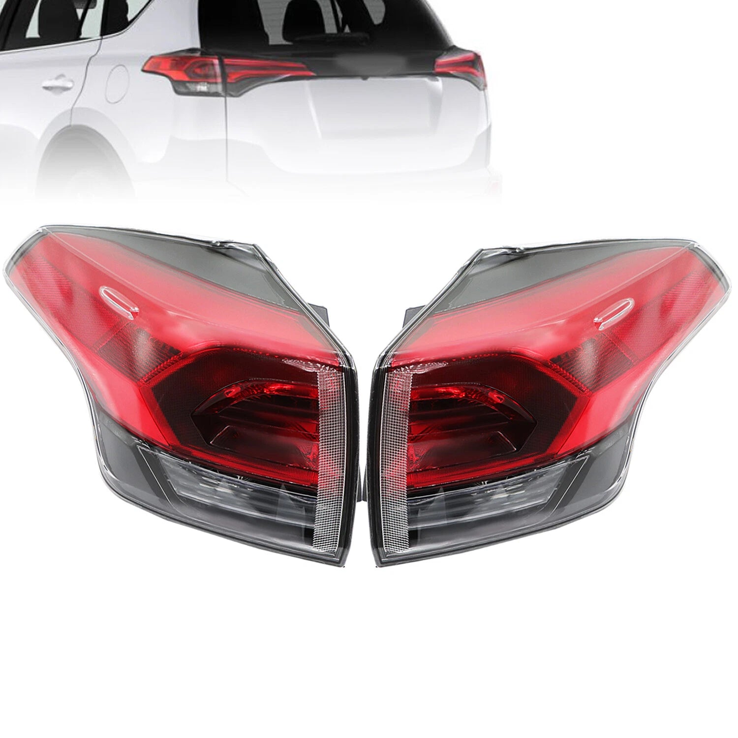 Pair of Tail Lights for Toyota RAV4 (2016–2018) Outer Rear Lamp Halogen