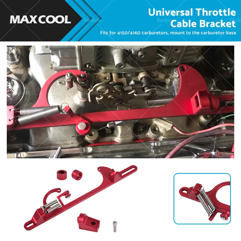 Throttle Cable Carb Bracket for Holley 4150 4160 (Billet Aluminum Red)