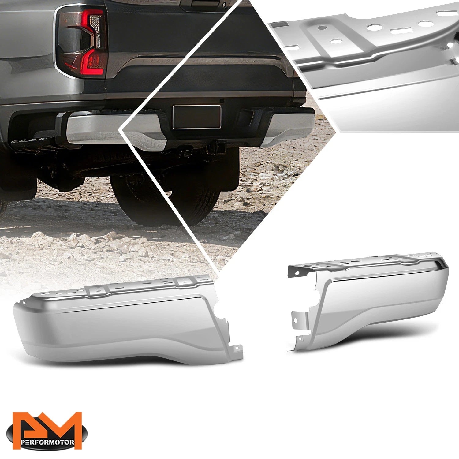 Rear Bumper End Cap for Ford Ranger (2019–2023) Chrome, w/o Parking Sensor Holes