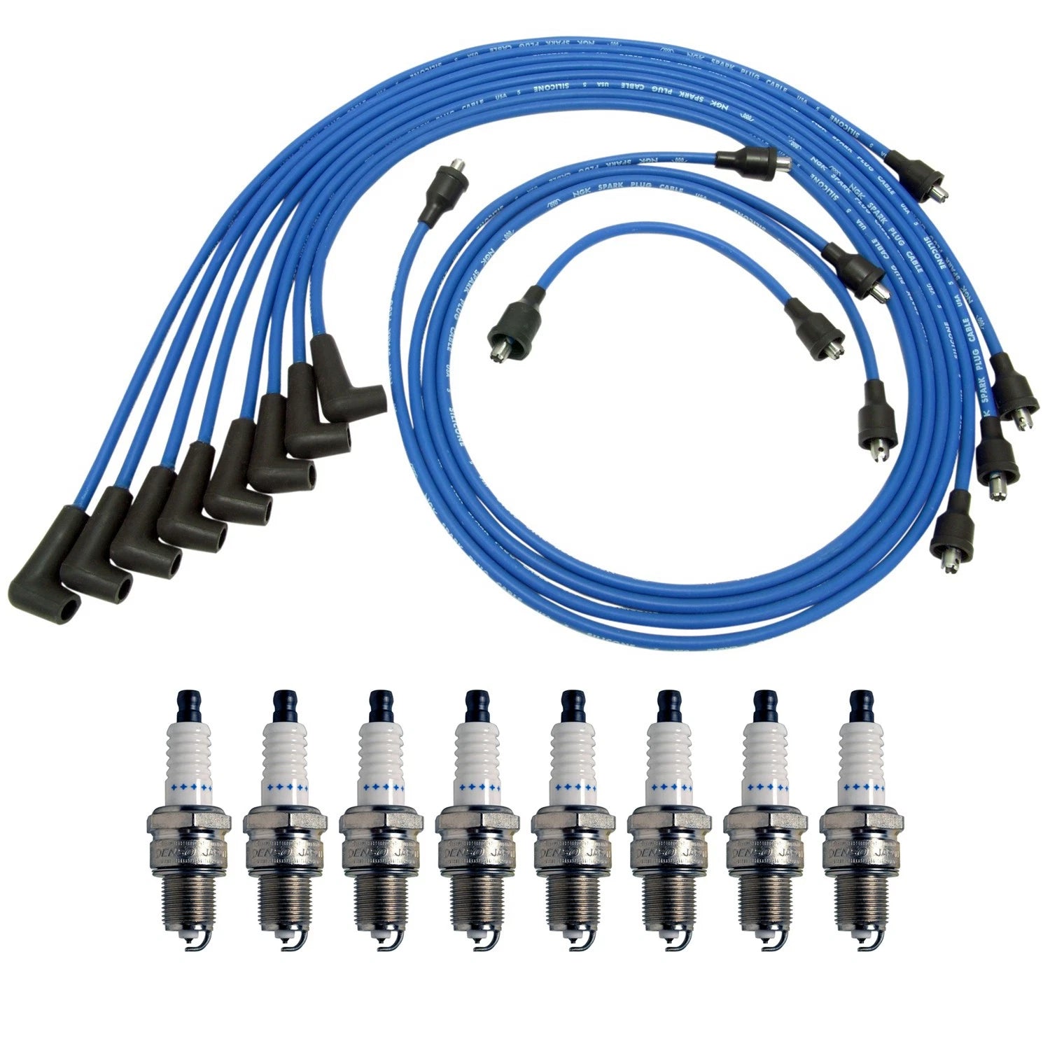NGK Wire Set & Denso 8 Double Platinum Spark Plugs for C15/C1500 (1990–1999)