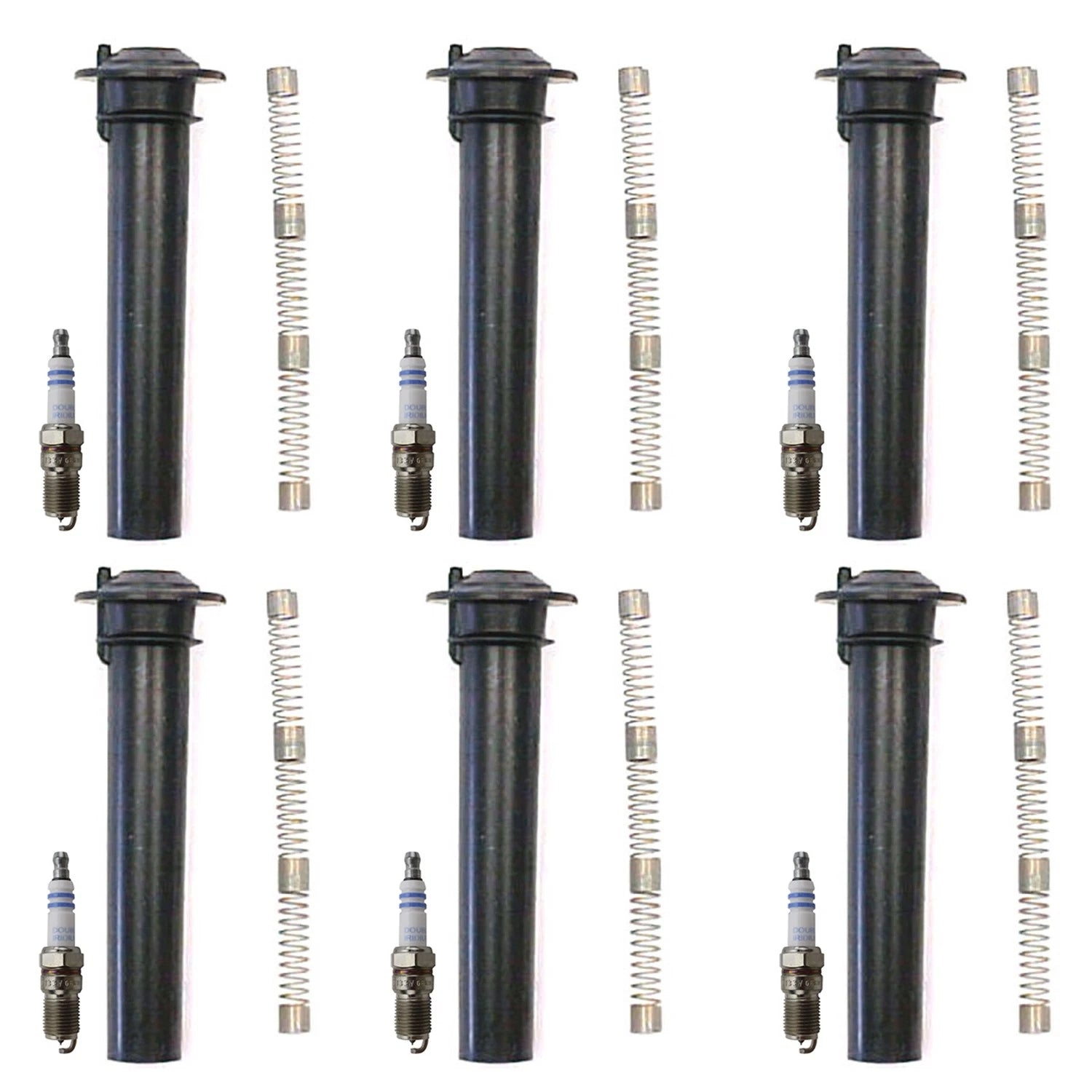 Set of 6 Double Iridium Spark Plugs & Ignition Coil Boot Kit for Ford Escape V6 (2001–2012)