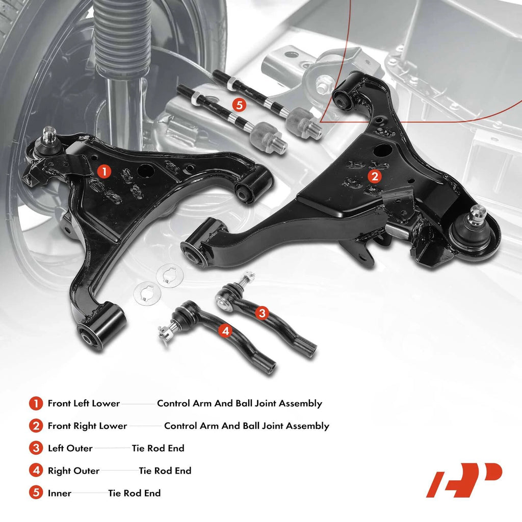 6X Front Control Arm Ball Joint Tie Rod for Nissan Frontier Pathfinder (1998–2023)