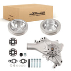 Aluminum Long Water Pump & 2 Groove Crankshaft Pulley Kit for Chevy SBC (305-350)
