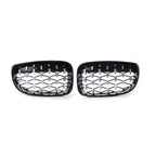 Diamond Front Kidney Grill for BMW 1 Series E81 E82 E87 E88 (2004–2013) Chrome Black