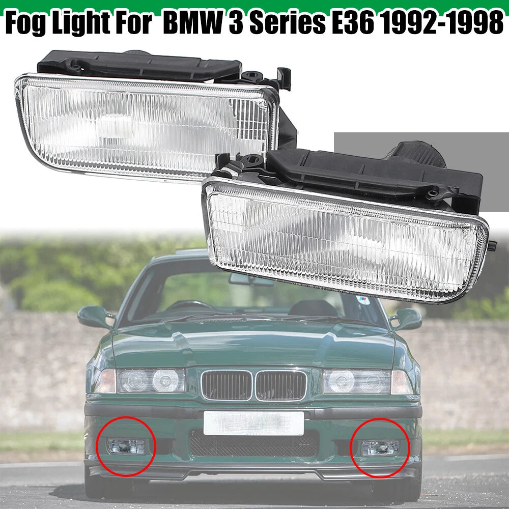 Pair of Fog Light Lamp Housing Lens for BMW E36 3-Series (1992–1998)