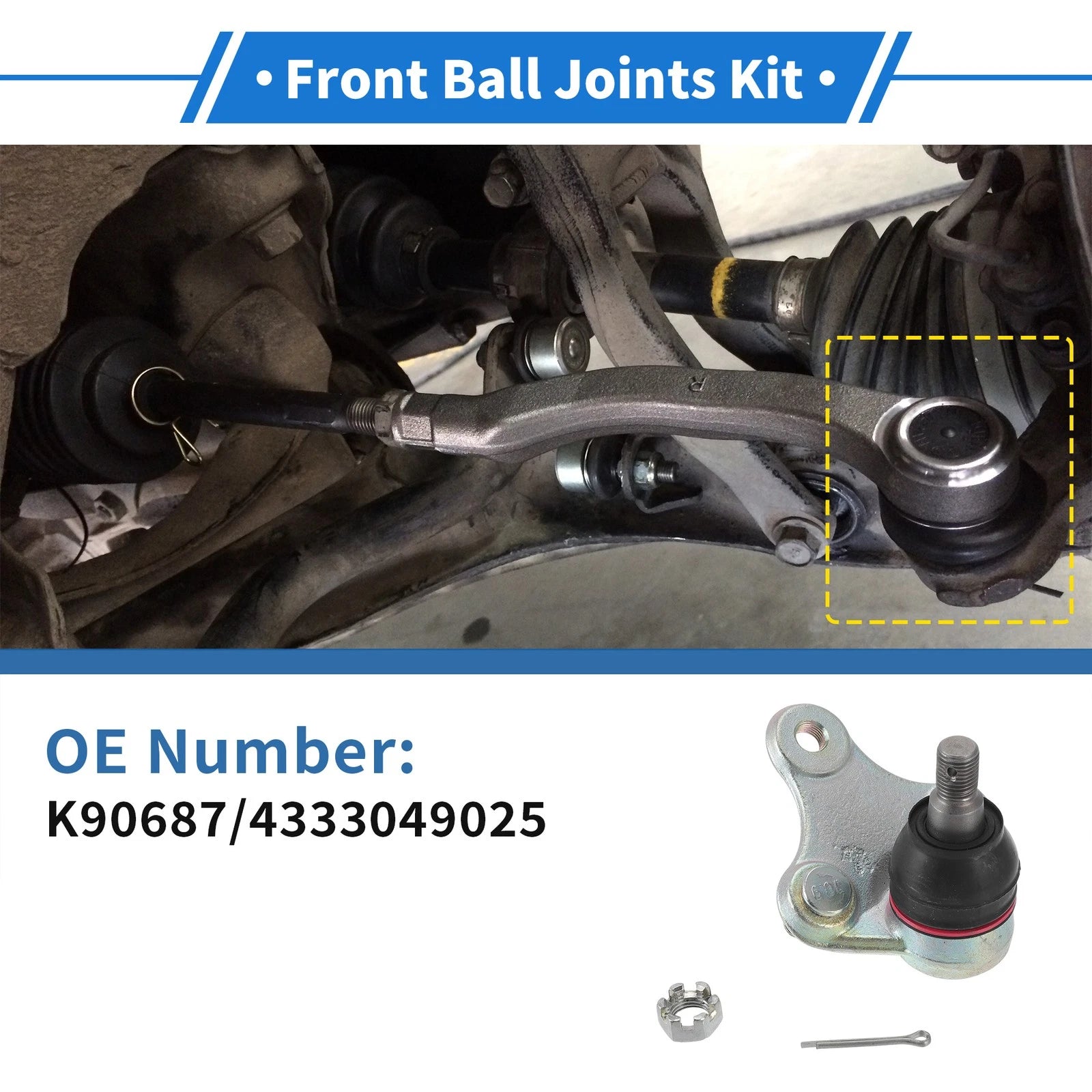 2X Front Lower Ball Joints for Toyota RAV4 (1996–2000) No.K90687/4333049025