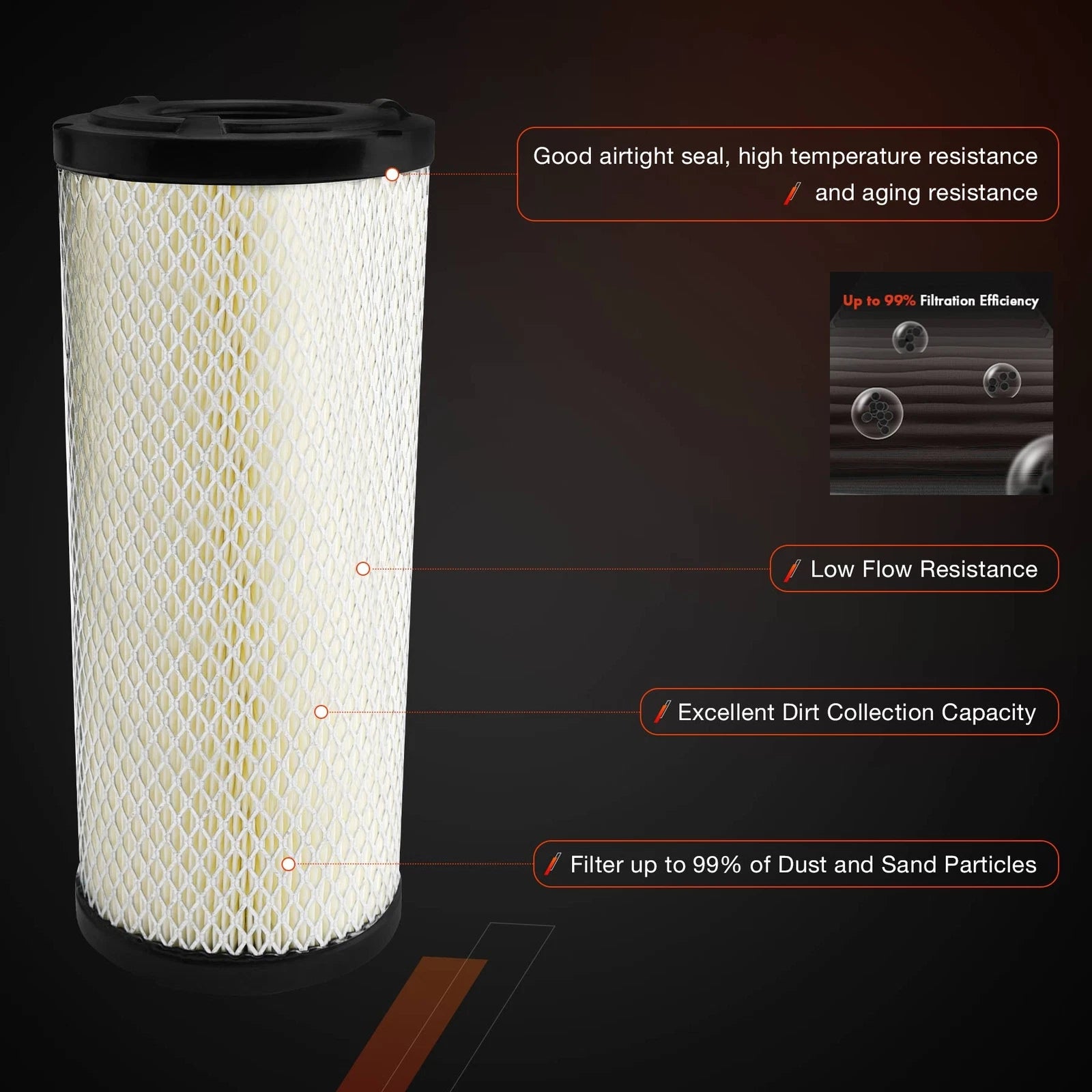 Air Filter 3607884M92 for Massey Ferguson 1233 1526 1528 1529 1531 1532 1533 (2000–2023)