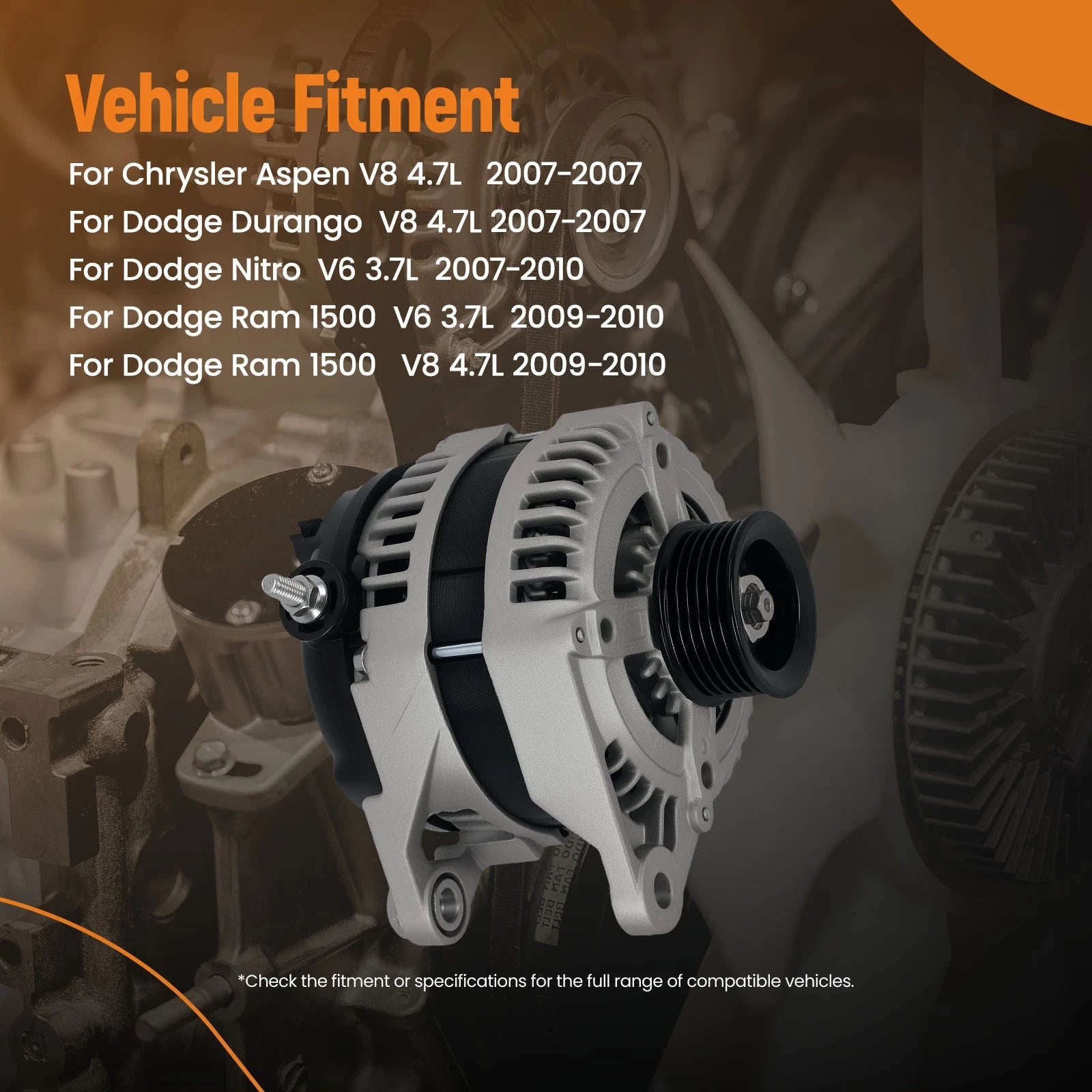 Alternator w/ 6 Grooves for Jeep Commander V6 3.7L (2007) 160A 12V 56029914AD