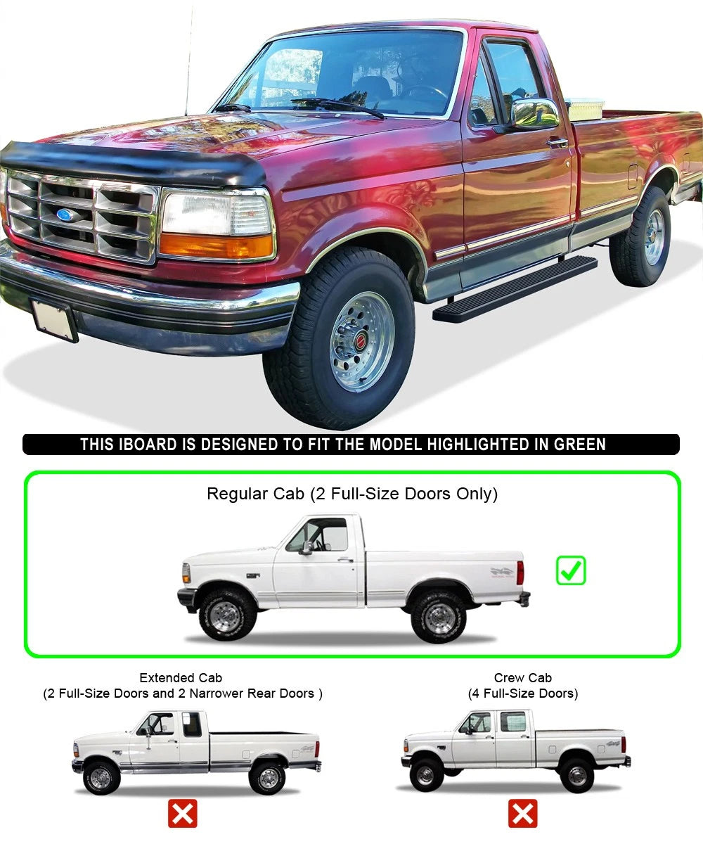 iBoard Running Boards 6" Matte Black for Ford Bronco F150 (1980-1996)