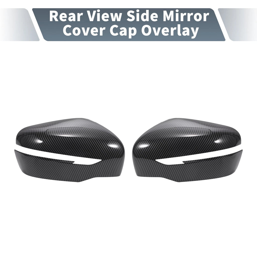 Pair Rearview Mirror Cover Overlay Black Carbon Fiber for Nissan X-Trail Rogue (2014–2022)